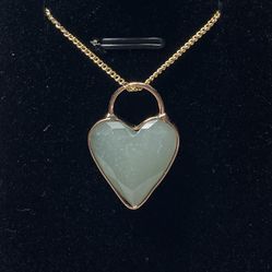 Heart Gold Plate Jade Jadeite Pendant Necklace 