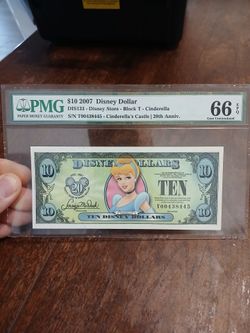 2007 $10 Disney Dollar PMG 66 EPQ Cinderella