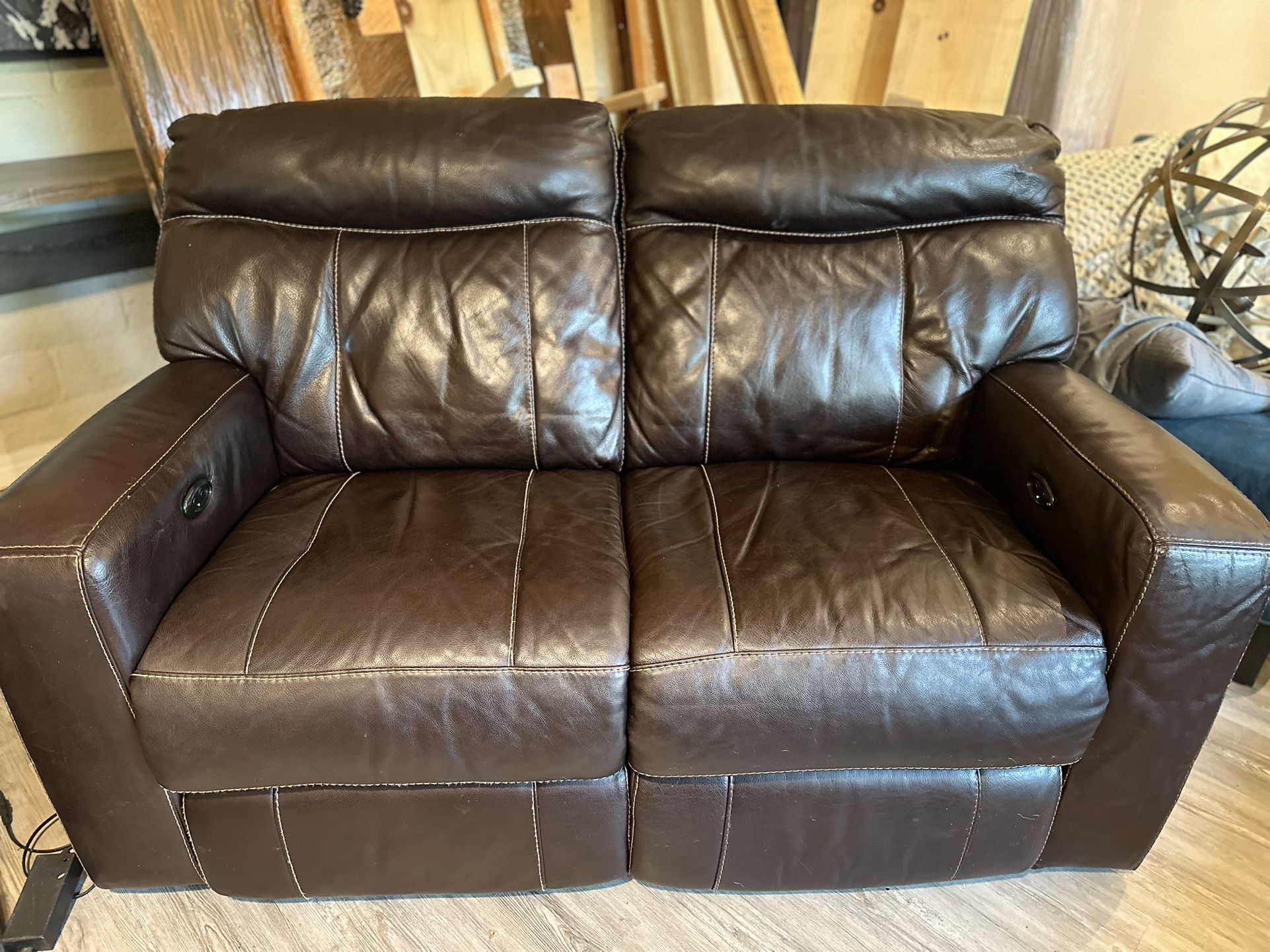 Beautiful Reclining Italian Leather Loveseat