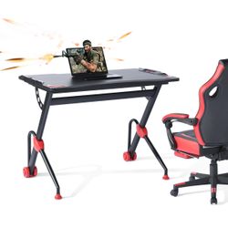 Homy Casa SHERWOOD 39" Racing-Style Gaming Desk with Carbon Fiber Look Surface and Z-Shape Frame