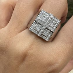 New Moissanite Men’s Ring Luxury 0.69CT, 18K White Gold Plated Sterling Silver