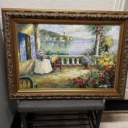 Two original oil paintings, identically framed.