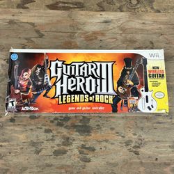 Nintendo Wii Guitar Hero Controller + Guitar Hero 3 Legends Of Rock