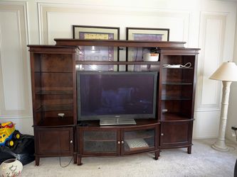 Dark Wood Entertainment Center Wall Unit