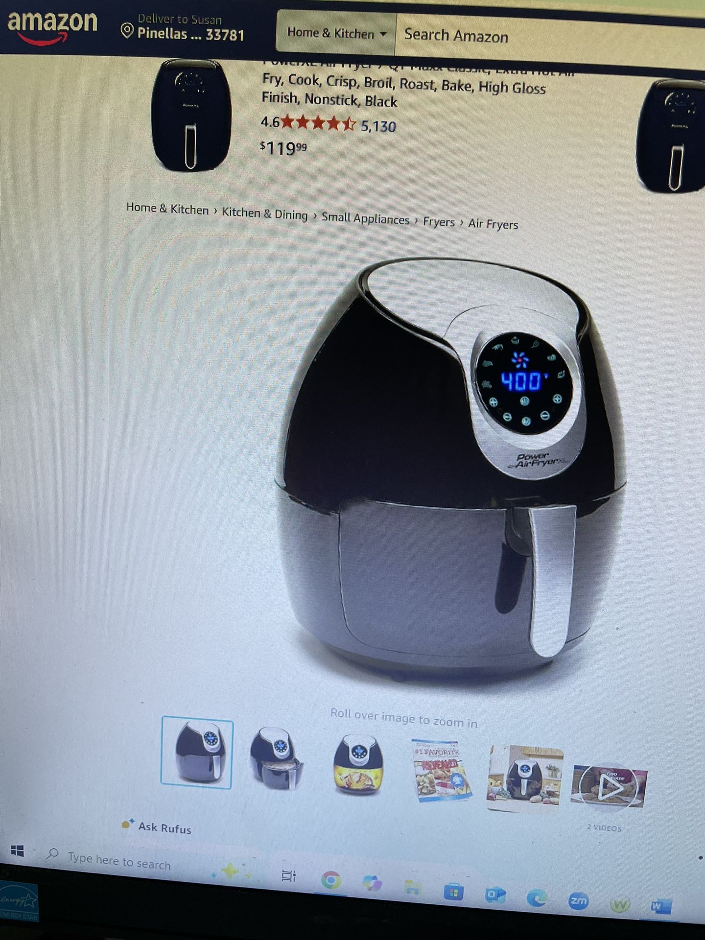 Power Air Fryer XL Deluxe 3.4 Qt Black Air Fryer