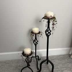 3 New Wrought Iron Candle Holders