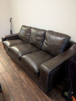 Gisela Dark Brown Leather 3-Seat Sofa