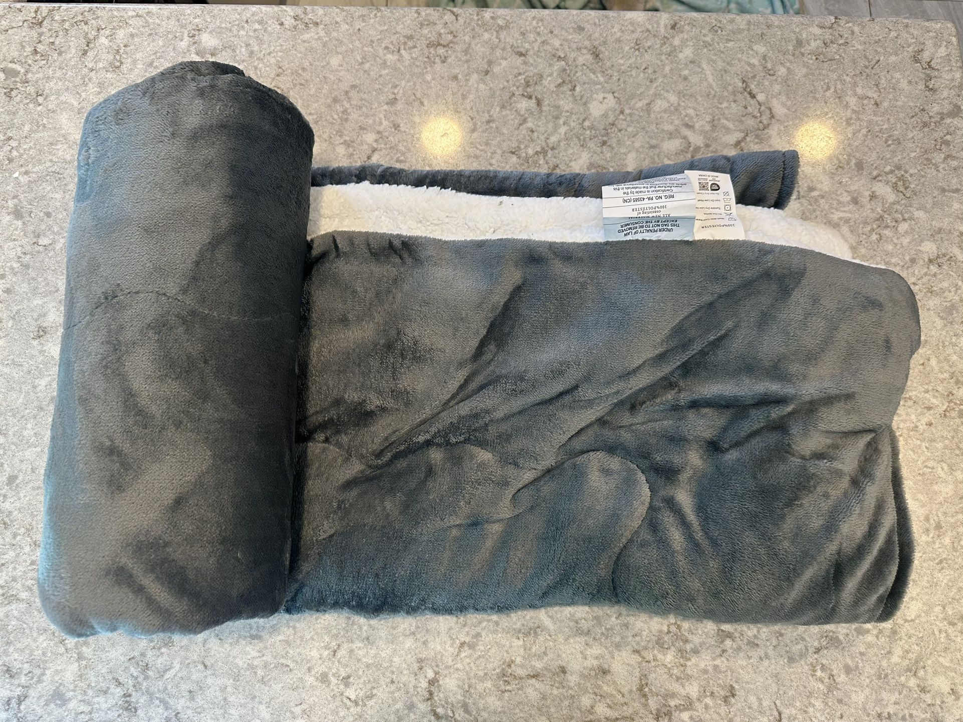 Sherpa Fleece Throw Blanket – Soft, Warm & Plush, 50"x70" Grey