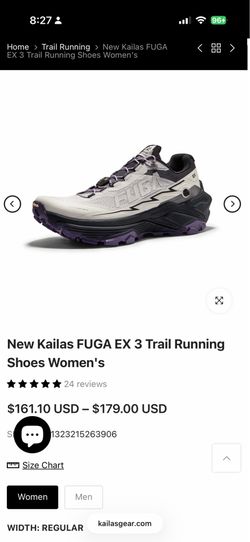 Kailas FUGA EX 3 Trail Running Shoes Women’s US 7.5 / EU 38 Color: Purple / Black / White