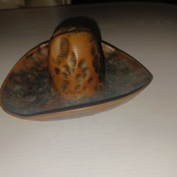 Antique Hammered Copper Cowboy Hat Ashtray