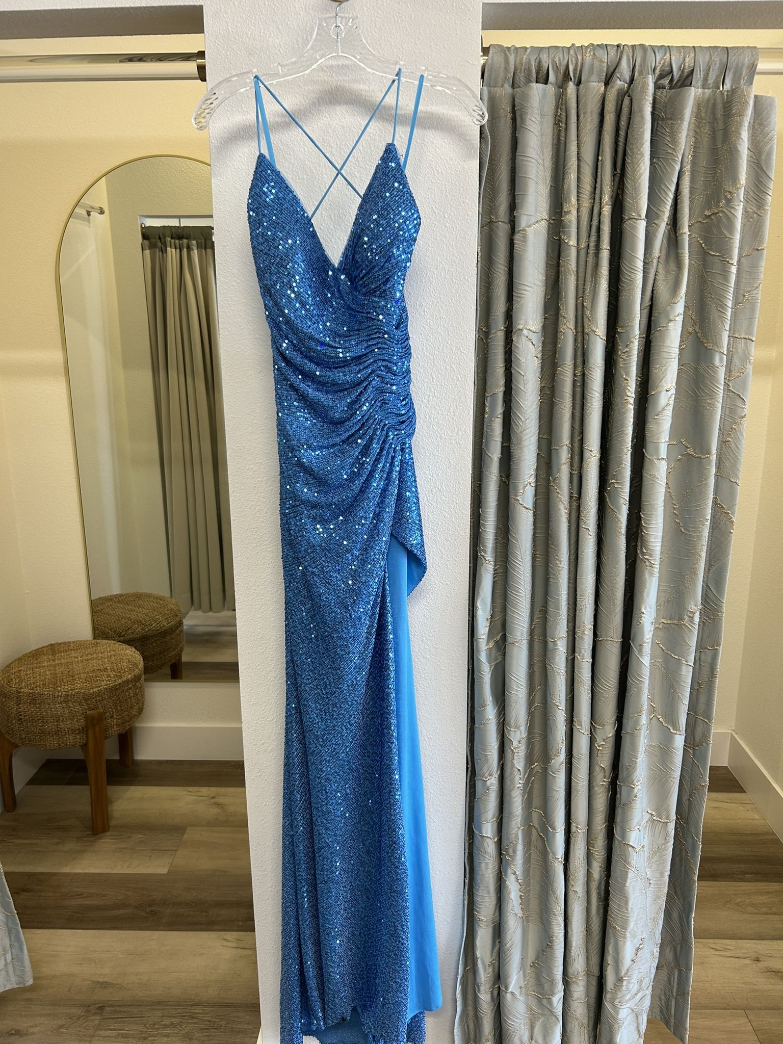 Marine Blue Sequin Dress, New, Size M