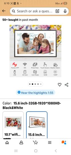 Frameo 15.6 Inch Large Digital Photo Frame, Digital Picture Frame WiFi with 32GB, 1920 * 1080 IPS HD Touch Screen, Electronic Picture Frame IPS Touch 