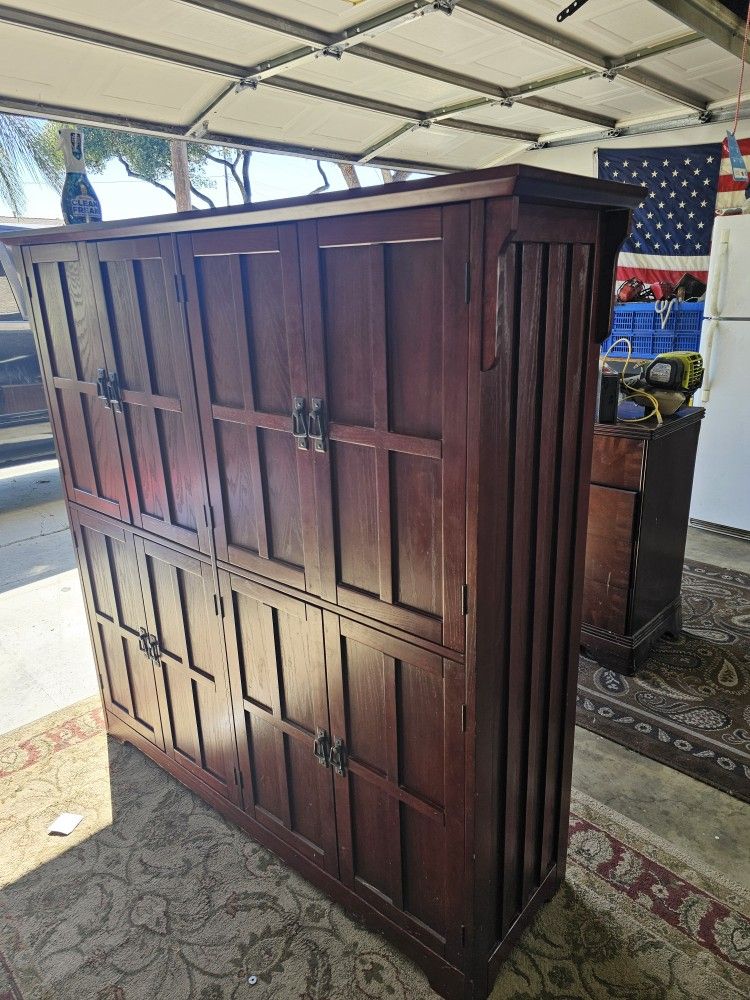 Wood Media Cabinet Book Shelf