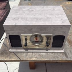 Crosley CR7011A‑GY “Medley” entertainment center (turntable, CD, cassette, Bluetooth, AM/FM)