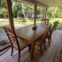 Wood Dining Table And 8 Matching Chairs. 