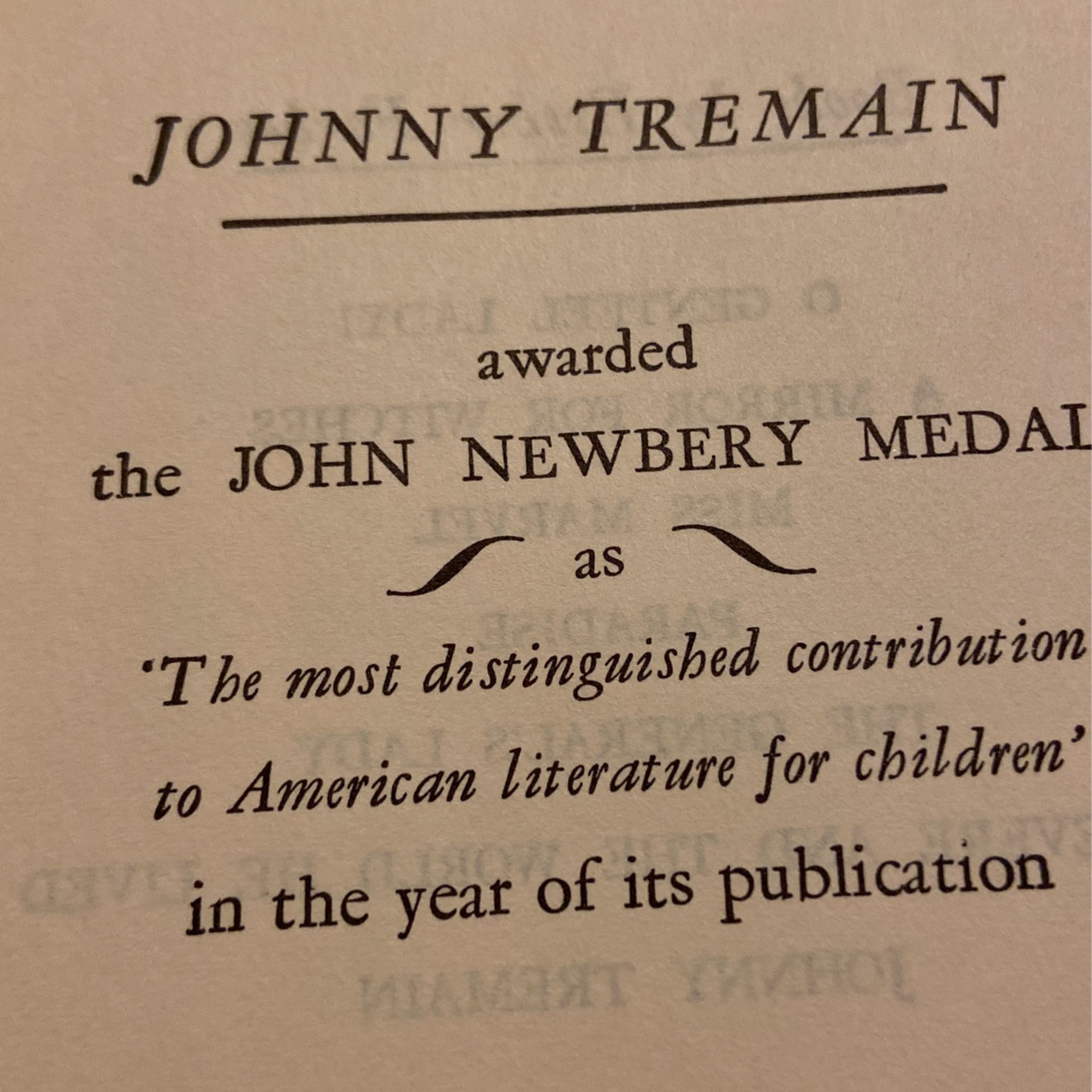 Johnny Tremaine- 1943  Collectible/Antique Classic Book