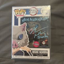 Funko Pop  #875-Demon Slayer Inosuke Hashibira Bryce Papenbrook Signed PSA CERT
