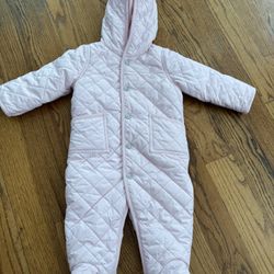 Ralph Lauren Baby Girl Pink Quilted Hooded Snowsuit Warm 9M