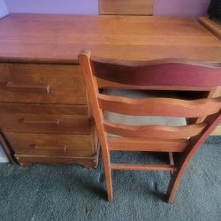 Wood Desk with Chair – Heavy, Sturdy – Pickup Only