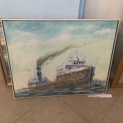 Framed Ship Painting