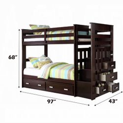 Allentown Twin/Twin Bunk Bed W/Trundle Storage & Mattresses 