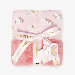 POSH PEANUT X HELLO KITTY SANRIO PASTEL PINK BAMBOO PLUSH BLANKET