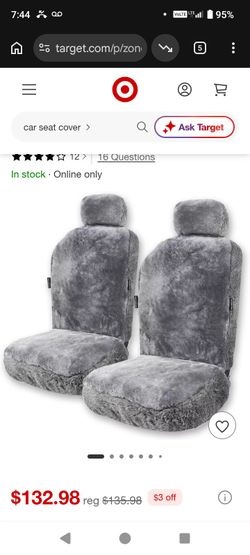 ZoneTechAuto Genuine Sheepskin Universal Car Seat Cover - Charcoal Grey