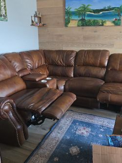 5- piece genuine leather sectional