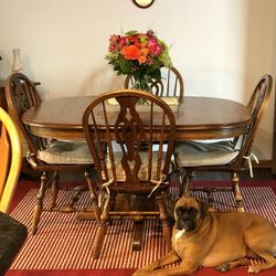 Solid Oak Dining Set, 4 Chairs Included