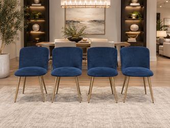 Blue Velvet Modern Chair Set of 4 [FREE Delivery]