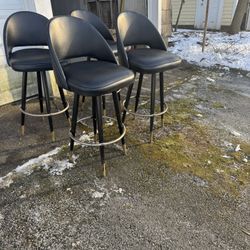 Black Leather Bar Stools 