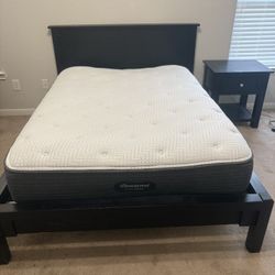 Full Sized Mattress And Bedframe With Nightstand