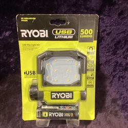 🛠🧰RYOBI USB Lithium Cordless Pivoting LED 3-Mode Flip Light Kit w/2.0 Batt &Charging Cable-NEW!-$25!🧰🛠