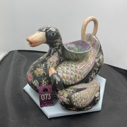 MCM Porcelain Duck & Duckling Pitcher Has Stopper8.5”tall 12” Long 10” Wide