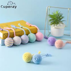 Cat Colorful Cotton Rope, Weave Ball Teaser Play Chewing Scratch Catch Toy, 1 pc