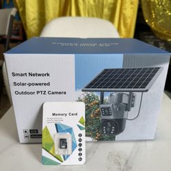 WIFI DUAL LENS SOLAR CAMERA-APP CONTROL-BUILT IN BATTERY-HUMAN DETECTION-TWO WAY AUDIO+SD CARD 128GB. -CONTROL ALL SETTINGS IN YOUR PHONE. -CLOUD STOR