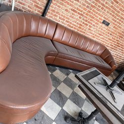 Brown Leather Couches. 