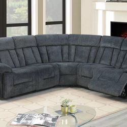 Brand New Super Comfy Chenille Fabric Power Reclining Sectional Sofa 