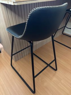 Black Faux Leather Counter Bar Stool x2