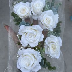 6 pcs White Rose Bridesmaids Bracelets, for Weddings of Bachelorette Party, Bridal Showers