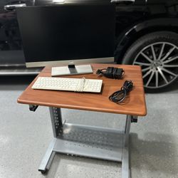 AOC 27 INCH 60HZMonitor + HDMI Cable + DELL Keyboard + 30 Inch Wide Desk 