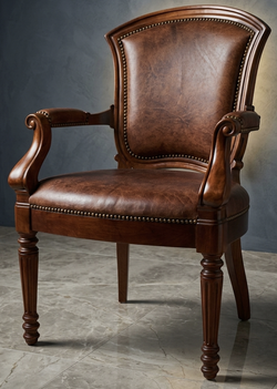 Beautiful Solid Wood & Leather Armchair — Classic & Elegant