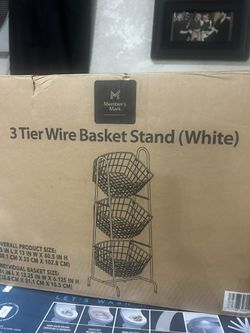 3 Tier Wire Basket Stand White