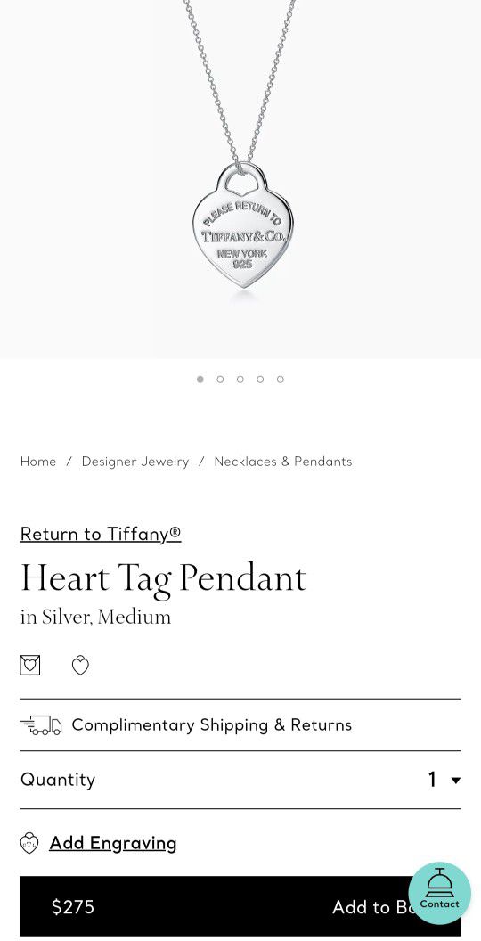 Tiffany Heart Tag Pendant