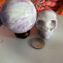 Purple Mica Sphere And Skull Set