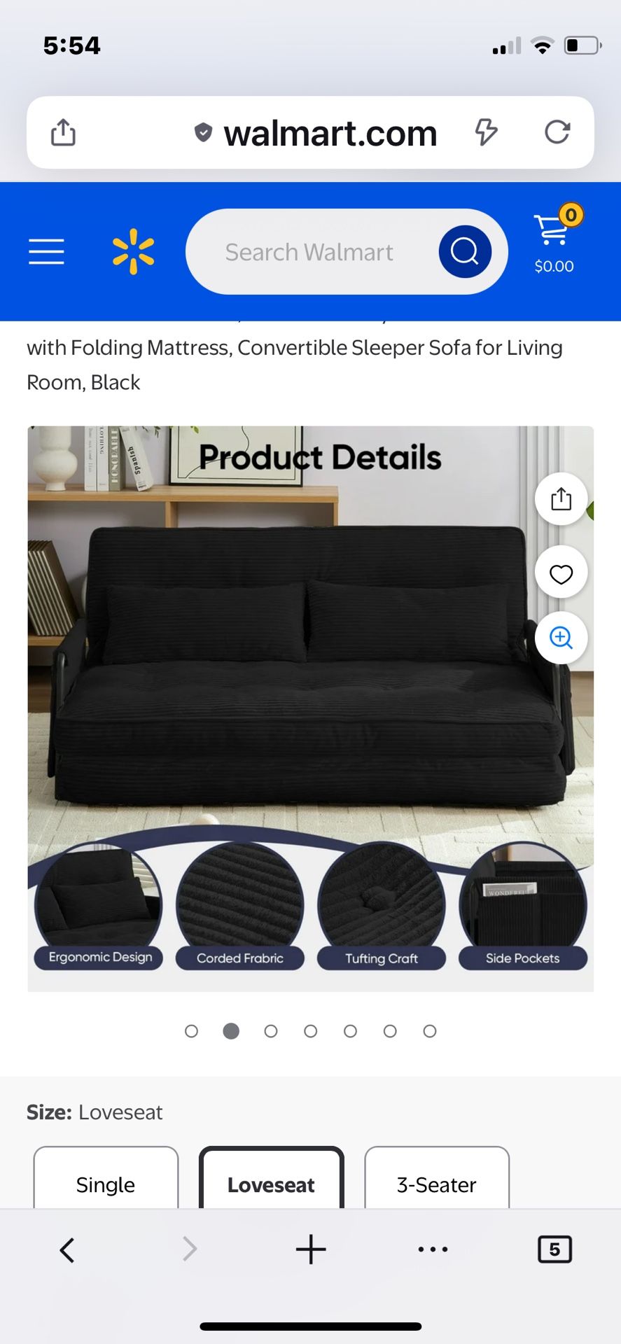 Small Black Couch Futon