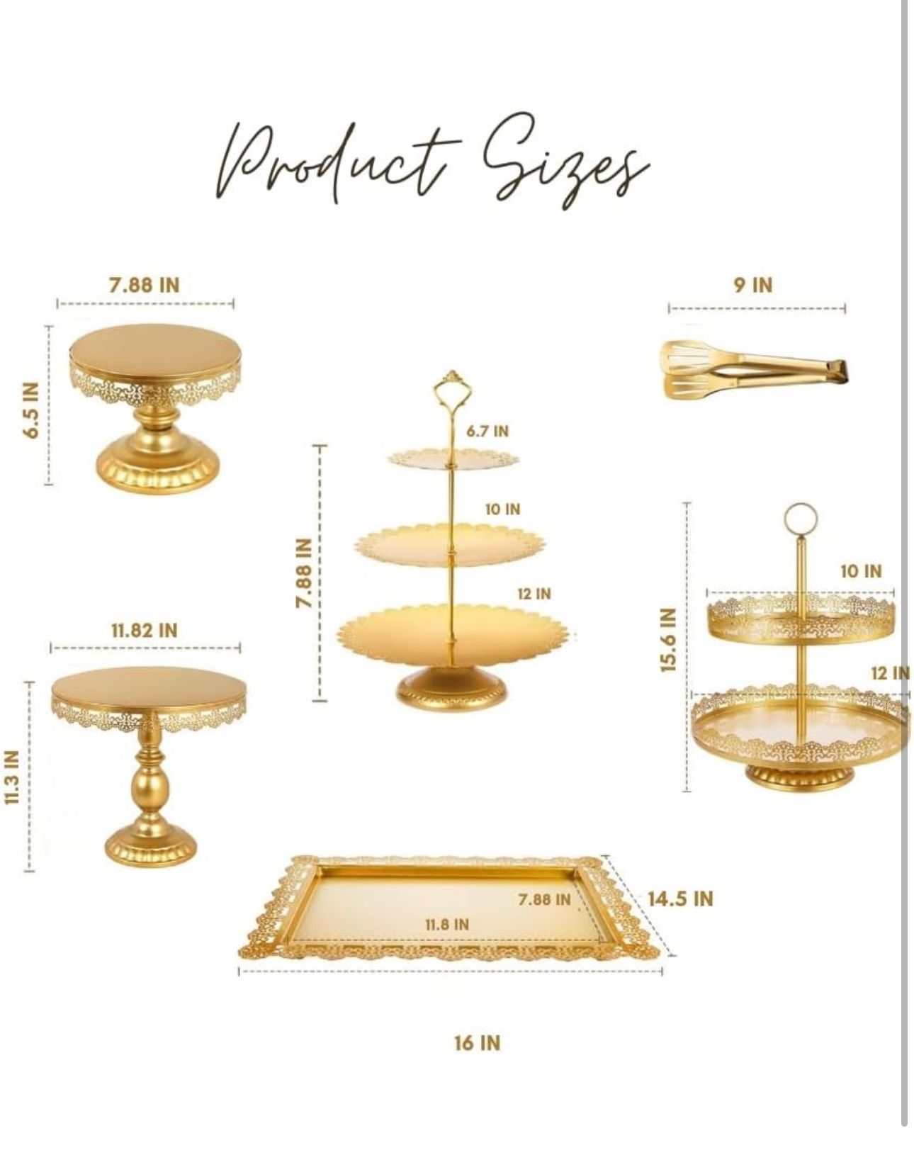 Gold 8-Piece Cake Stand & Dessert Display Set