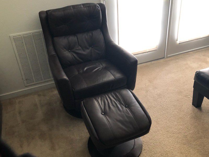 Brown leather (Lazy Boy)chair and ottoman