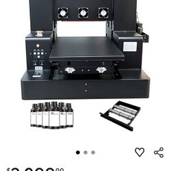 UV Printer A4 Flatbed Printer Varnish with Rotary UV Ink for Phone Case Bottle Acrylic Leather TPU Glass Golf Wood PVC Metal
