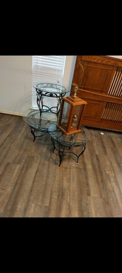 3 Set Vintage Coffee Tables (glass,iron)